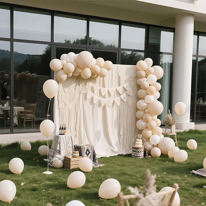 Cream Balloons 10 Pack 36 inch Latex Party Neutral Round Beige Sand White Balloons for Birthday Wedding Baby Shower Gender Reveal Party Decoration
