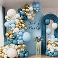 Dusty Blue Balloon Arch Garland Kit, 134PCS Ivory White, Slate Fog, Baby Blue and Gold Balloons for Baby Shower, Gender Reveal, Birthday Backdrop, Wedding, Bridal Shower Party Decor