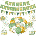 Green Happy Anniversary Decorations, Sage Green Happy Anniversary Banner Balloons First Year Anniversary Hanging Decor Wedding Party Backdrop for Marriage Celebrations Surprise Events Party Supplies