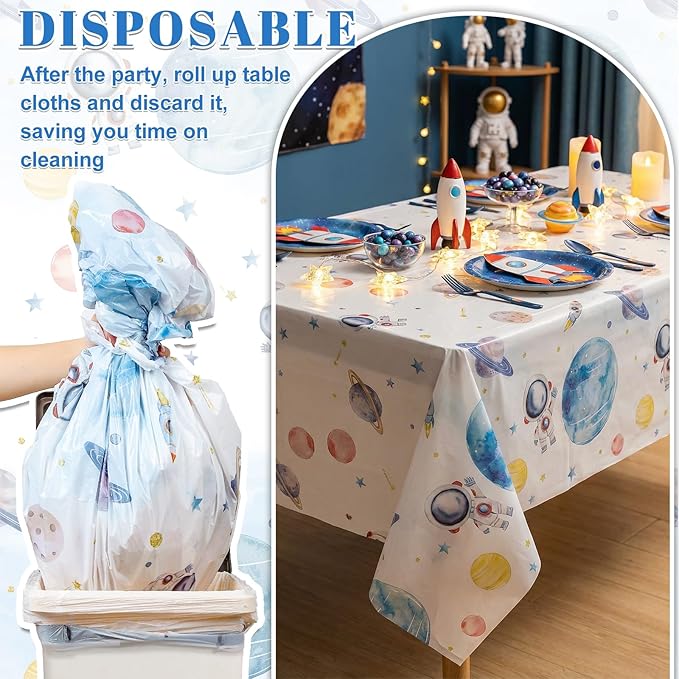 3 Pack First Trip Around The Sun Space Tablecloths, 54 x 108 Inch Outer Space Themed Tablecloth Waterproof Rectangle Star Party Table Cover for 1st Birthday Baby Shower Home Party Decorations