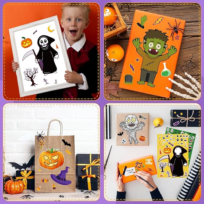 OHOME Halloween Party Favors - DIY Crafts Stickers for Kids | Kids Halloween Games Toys Gifts Treats Decorations Activities Party Supplies(24 Sheets)