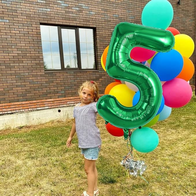 TONIFUL 40 Inch Dark Green Large Numbers Balloon 0-9 Birthday Party Decorations,Foil Mylar Big Number 5 Balloon Digital 5 for Birthday Party,Wedding, Bridal Shower Engagement Photo Shoot, Anniversary