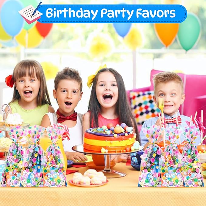 Stationery Party Favors, 24 Pack Birthday Goodie Bags for Kids with Pencils Rulers Sticky Notes Return Gifts Easter Stuffers Classroom Gifts Student Class
