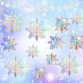 24 PCS Snowflake Christmas Hanging Party Decor Supplies,12 PCS 3D Glittery Snowflakes &12PCS 3D White Paper Snowflakes Hanging Garland for Christmas Winter Holiday New Year Wonderland Party Decoration