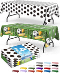 Soccer Plastic Table Cloth - 4 Pack 54" × 108" Rectangle Disposable Tablecloths for 6FT Tables, Table Cover for Party, Holiday & Gathering Use