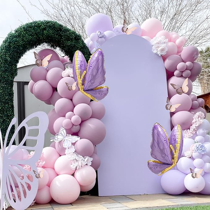 Purple Butterfly Balloon Arch Garland Kit 133pcs Pastel Purple Pink Foil Balloons Arch Kit for Butterfly Birthday Party Decorations Baby Shower Decorations for Girls