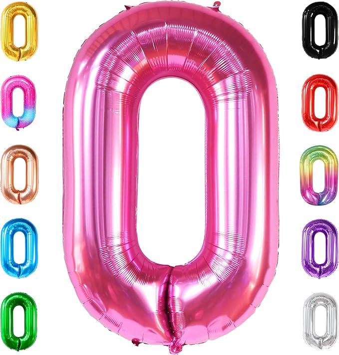 Giant Hot Pink 0 Balloon Numbers - 40 Inch | Pair 0 Digit To Other Numbers | Pink Zero for Birthday Party Supplies | Zero Balloon | Birthday Party Decorations