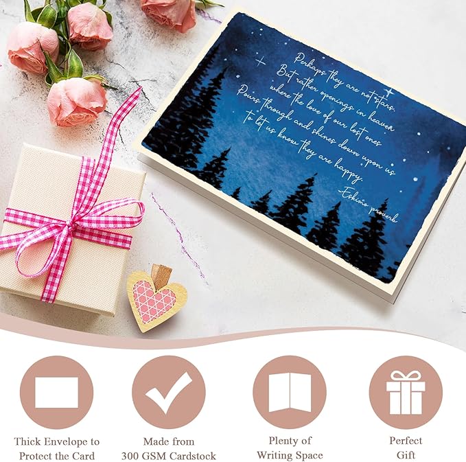 Poem Sympathy Card for Him Her, Heartfelt Condolence Card for Loss, Bereavement Cards Gift for Men Women, Perhaps They Are Not Star