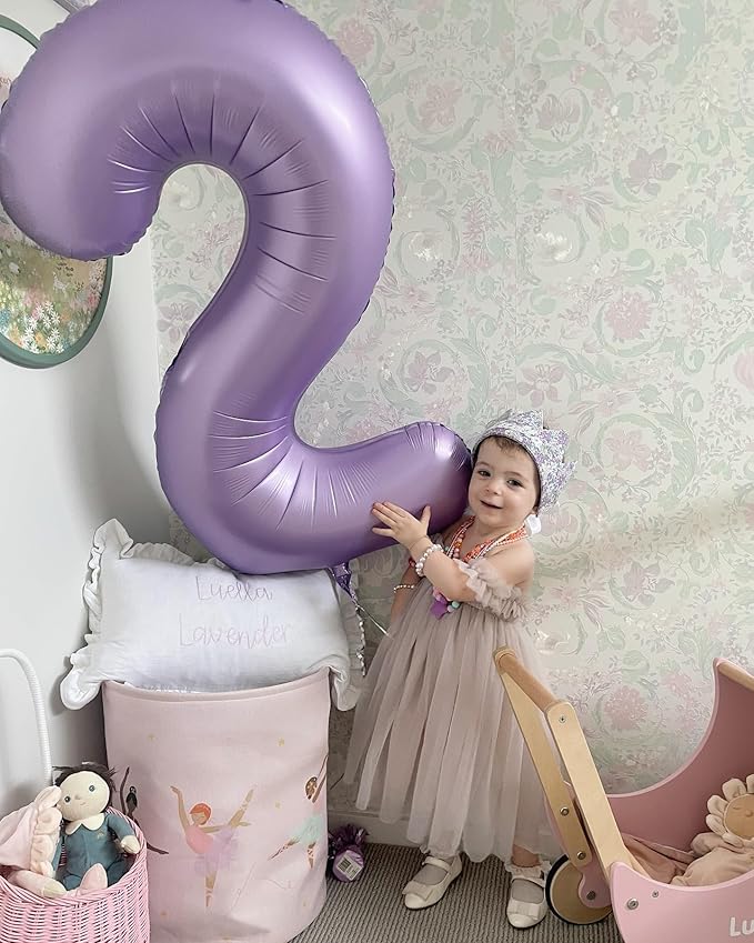 Lilac Number 7 Balloon 40 Inch, Lavender 7 Balloon Number, 7th Birthday Decorations, Lilac Mauve Party Supplies for Boys Girls