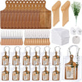 Baby Shower Prizes for Game Winners Bamboo Cheese Board Spoon Fork Butter Spreaders Plaid Towel Thank You Card and Gift Bags for Baby Shower Wedding Bridal Shower Favors (Acacia, 12 Sets)