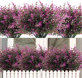 RECUTMS 12 Bundles Artificial Flowers Outdoor Faux Plastic Plants Artificial Eucalyptus UV Resistant Fake Plants Greenery Stems for Outside Spring Garden Porch Wedding Party Fireplace Décor(Fuchsia)