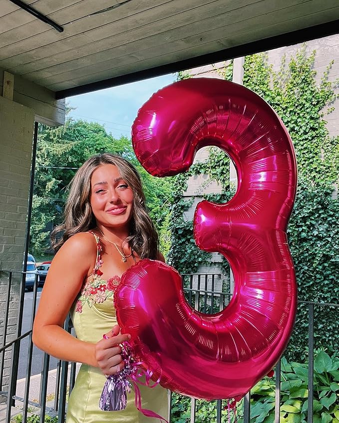 30 Balloon Number, Hot Pink Number 30th Birthday Balloons 40 Inch, 30 Years Old Hot Pink Birthday Decorations for Men Women, 30th Anniversary Decorations