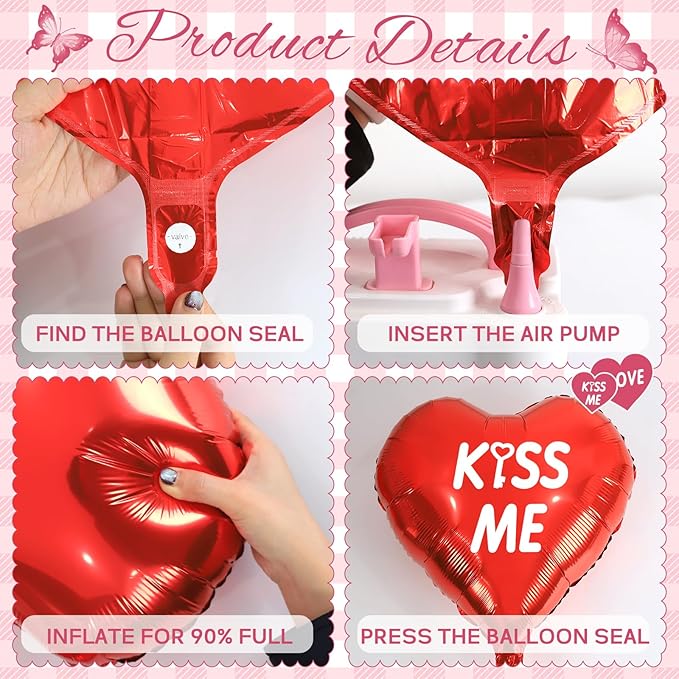 Valentines Day Decorations, 12pcs Valentines Day Balloons, Red Heart Balloons and Love Foil Balloons, Fake Rose Petals Wedding Backdrop Party Supplies