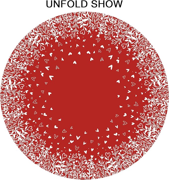Valentine's Day Round Tablecloth 70 Inch Red Heart Pattern Circle Table Cloth Spring Holiday Table Cover Washable Polyester Decorations for Home Kitchen Dinning Party