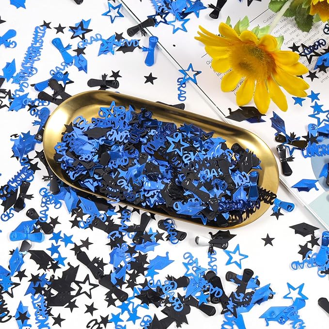 Blue and Black Graduation Confetti 2026, 1000 Pcs Congrats Grad Confetti Class of 2026 Party Table Centerpiece for Graduation Party Decorations