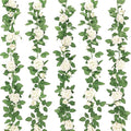ZIFTY 5Pcs 32.5FT Artificial Rose Vine Fake Flower Garland White Fake Silk Floral Hanging for Wedding Arch, Garden Tea Party Backdrop Room Decor and Home Decoration Outdoor Wall Decor