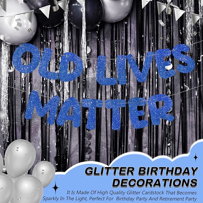 Fulmoon Pre Strung Banner 6.56 ft Funny Birthday Retirement Party Decorations 80th 70th 60th 50th Retirement Party Garland Bunting Decorations for Men Women(Navy Blue)