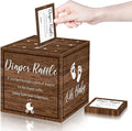Funrous 51 Diaper Raffle Tickets with Box for Baby Shower Game Invitations Diaper Raffle Card for Gender Reveal Baby Shower Party Decoration Table Centerpiece(Dark Brown)