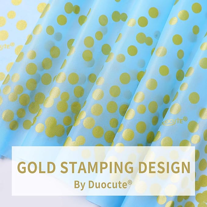 Blue and Gold Tablecloths for Party 2 Pack - 54x108 inch Gold Dot Confetti Disposable Rectangular Plastic Table Cover for Baby Shower Boy Birthday Engagement Wedding Gender Reveal BBQ Party