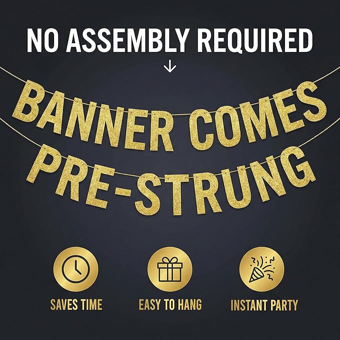 Pre-Strung You Worked Your Whole Life For This Party Gold Glitter Banner - Funny Retirement Decorations for Men and Women - Retirement Party Supplies and Gifts
