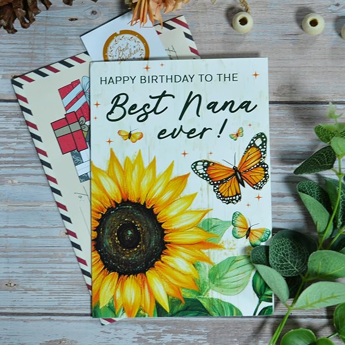 Nana Birthday Card, Birthday Card for Nana with Seal and Envelope, Nana Gifts from Kids, Granddaughter, Grandson