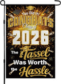 Graduation Decorations 2026 - Class of 2026 Garden Flag | Graduation Decor Party Favors Supplies for Outdoor Indoor Double-Side Backdrop Banner for Garden Porch Patio Lawn Yard Home,12x18Inch (Black)