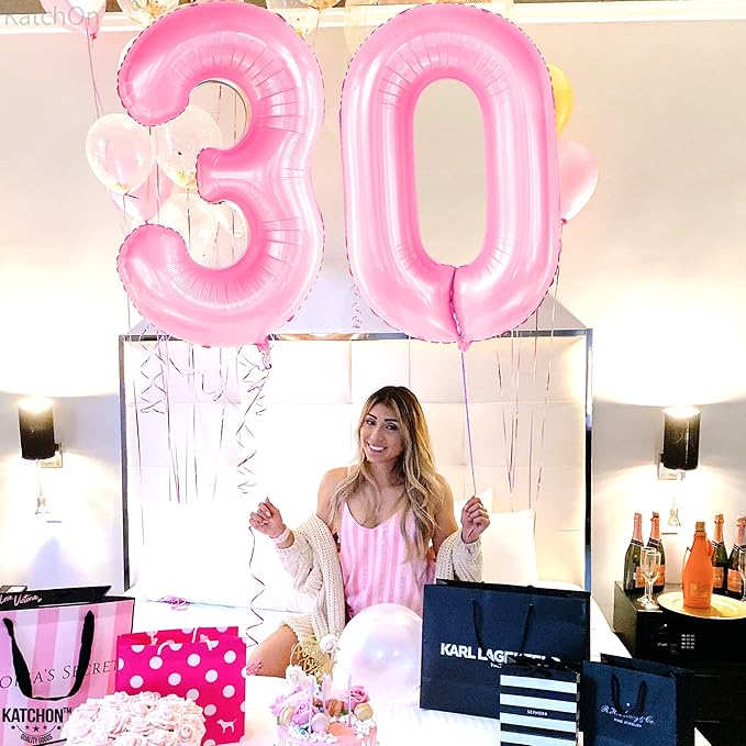 KatchOn, Huge 40 Inch Light Pink 0 Balloon - Pink Balloons | Zero Balloon, Light Pink Party Decorations | Pink Birthday Decorations for Women | 0 Light Pink Number Balloon for Anniversary