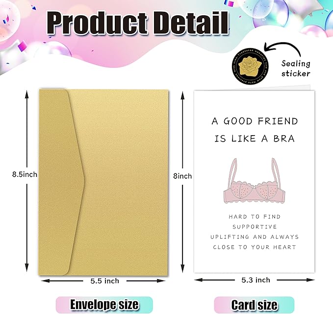 Funny Birthday Card for Women, BBF, Sister, 'A Good Friend Is Like A Bra' Friendship Card for Bridesmaid
