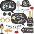 Big Dot of Happiness Engagement Photo Booth Props Kit - 20-Piece Props Set, Premium Party Photography Accessories, Celebration Decorations, DIY Assembly with Sticks and Adhesives - Black and White
