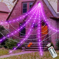 ININ Halloween 200" Spider Web Light Decorations Outdoor/Indoor with 250 LED Lights,Scary Party Decorations,Giant Light Up Spider Web,Halloween Decor for Yard/Lawn/Garden(Purple)