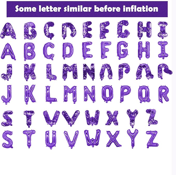 16 Inch Purple Letter Balloons Mylar Foil Alphabet Letter A-Z Balloons Set for Wedding Birthday Party Decoration Banner 26pcs (Purple)