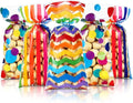 105 Pcs Rainbow Cellophane Treat Bags Bulk Rainbow Party Favor Goodie Gift Bags with Twist Ties for Candy Cookie Birthday Classroom Wedding Anniversary Baby Shower Party Supplies
