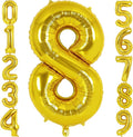 Gold Number 8 Balloon 40 Inch, Big Large Foil Helium Number Balloons, Jumbo Giant Mylar Number 8 Balloons for 8 Year Old Birthday Party Decorations Supplies Anniversary Celebration