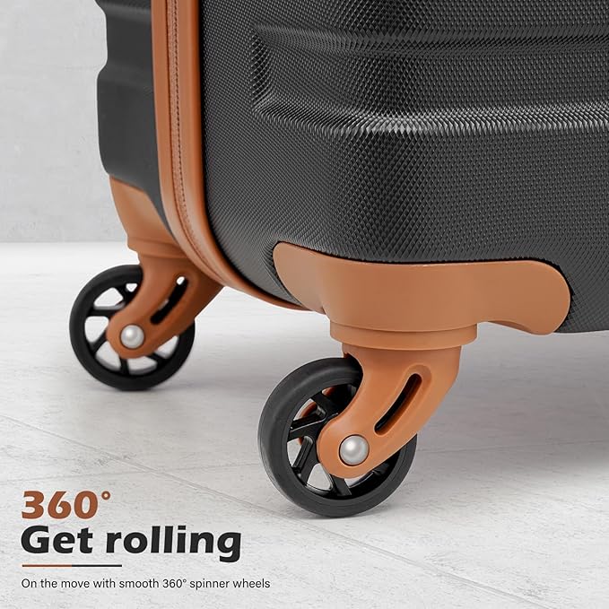 Coolife Luggage 3 Piece Set, Lightweight Durable Hardshell Suitcase set with 360° Spinner Wheels, TSA-approved Lock, Checked Family Travel Luggage sets, 16/20/24/28 Inch, Apricot White