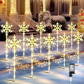 10 Pcs Christmas Snowflake Pathway Stake Lights for Outdoor Yard, 370 Bright LEDs Waterproof Large Christmas Snowflake Light Decoration for Garden Lawn Driveway Walkway Decor (Warm White)