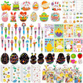 24 Pack Easter Party Favors Classroom Gifts Set with Classic Spring Designs for Teens, Easter Goodie Bags with Notebooks Pens Stickers Tattoos Scratch Art for Classroom Gifts Basket Stuffers