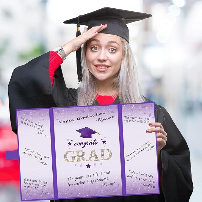 Vlipoeasn 2026 Graduation Guest Book Alternative, Purple Gold Class of 2026 Graduation Party Decorations, Graduation Signature Book for 2026 College High School, Unique Graduation Gifts for Friends