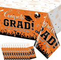 12Pack Graduation Tablecloth Party Decorations, Class of 2026 Congrats Grad Plastic Tablecover Party Supplies, Orange Rectangle Graduation Table Decorations for College High School Party, 54 x 108Inch