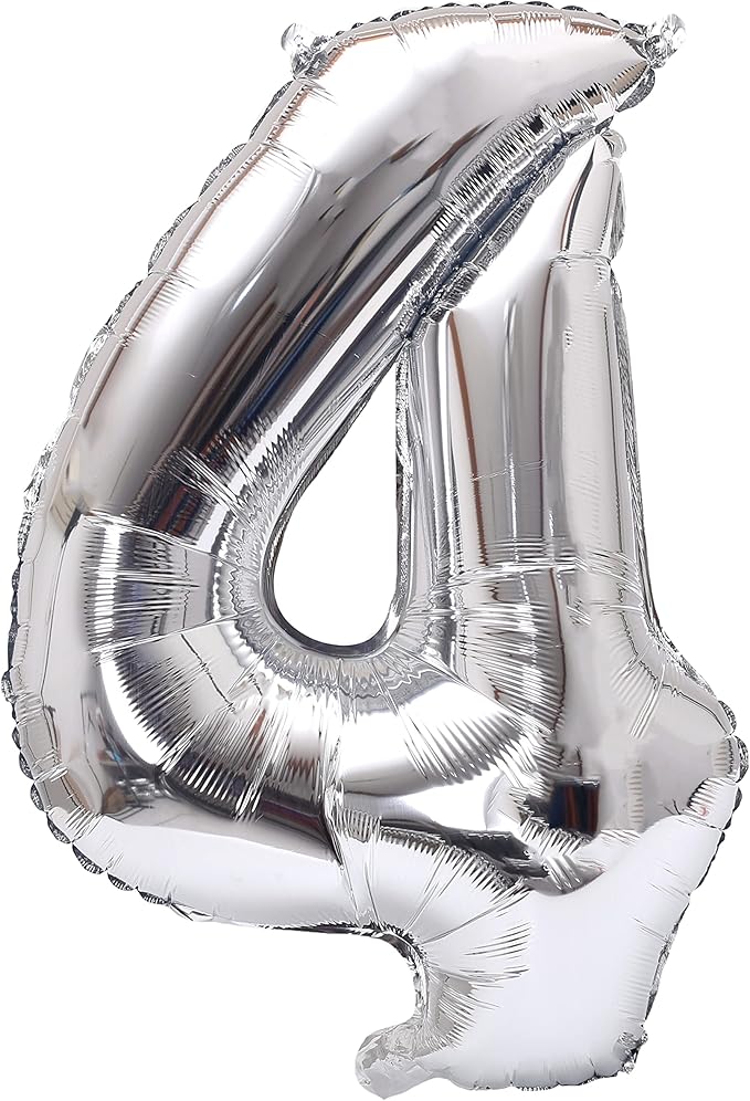 YPSelected 32 Inch Large Foil Helium Number Balloon Birthday Wedding Party 0-9 (Silver, 4)
