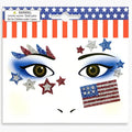 4th of July Face Gems, Fourth of July Celebration Face Jewels, Patriotic Tattoo with USA Flag Stars Designs, Sparkle Glitter Red Blue Silver for Independence Day, Parades, Parties 2 Sheets (style3)