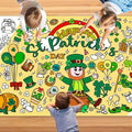 St Patricks Day Giant Coloring Poster for Kids,30x72Inch St Patricks Day Crafts Drawing Paper Coloring Tablecloth DIY Art Crafts Mat for Kids Party Clover Themed Activity Home Classroom Party Suppiles