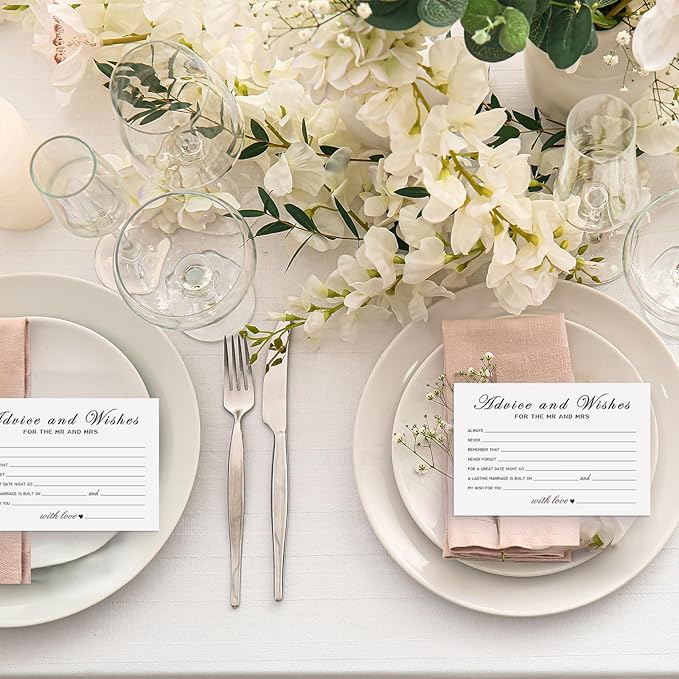 Advice and Wishes Cards for the New Couples Mr and Mrs, Bride and Groom, Newlyweds, Perfect 50 Pcs Wedding Advice Cards for the Wedding Reception Decorations/Bridal Shower Party