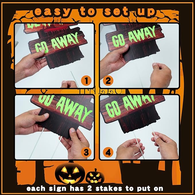 8 PCs Halloween Decorations Outdoor Tombstone Yard Sign With Stakes - Glow in the Dark Graveyard Tombstones, Pumpkin Ghost Props for Family Home Front Yard Lawn Garden Party Decor