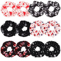 12PCS Halloween Blood Hair Scrunchies Spooky Horror Eyeball Skull Skeleton Moon Star Ghost Hair Ties for Women Girls Ladies Party Gifts