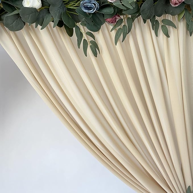 Sheer Chiffon Backdrop Curtains 10ft x 10ft(5ft x 2Panels)， Chiffon Fabric Drapes for Wedding, Long Sheer Curtain for Living Room, Arch Party Stage Decoration(Champagne/Nude/Sand, 120 x 120 Inch)