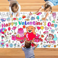 Valentine's Day Giant Coloring Poster,30x72 Inch Drawing Paper oloring Table Cloth,DIY Valentines Day Jumbo Activity Tablecloth Coloring Banner for Kids Art Home School Party Games Suppiles