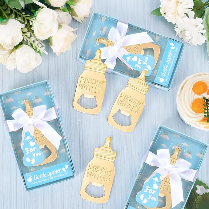 50Packs Poppin Bottle Openers for Baby Shower Favors,Gifts,Decorations and Souvenirs (Blue, 50)