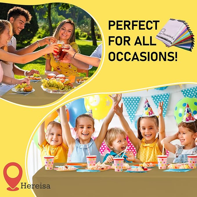 Premium Plastic Tablecloth 54in. x 108in. Rectangle Table Cover - Gold