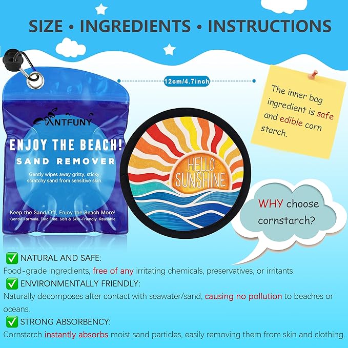 Antfuny Sand Remover Cleaner Eraser for Family Women Vacation Trip Essentials Hawaii Honeymoon Gift Costa Rica Must Haves Resort Rio de Janeiro Bahamas Punta Cana Essential Waikiki Spring Trip