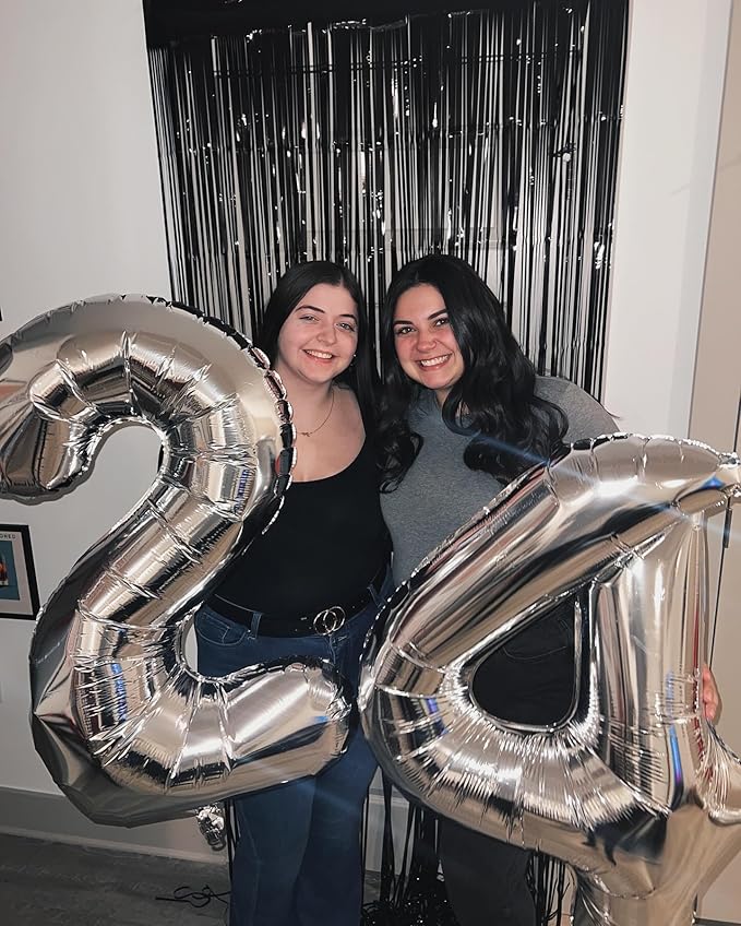 40 Inch Silver Number 4 Balloon, Giant 4 Number Balloons for 4th Birthday Decorations, Party Supplies for Baby Boy Girl, Silver Party Decor